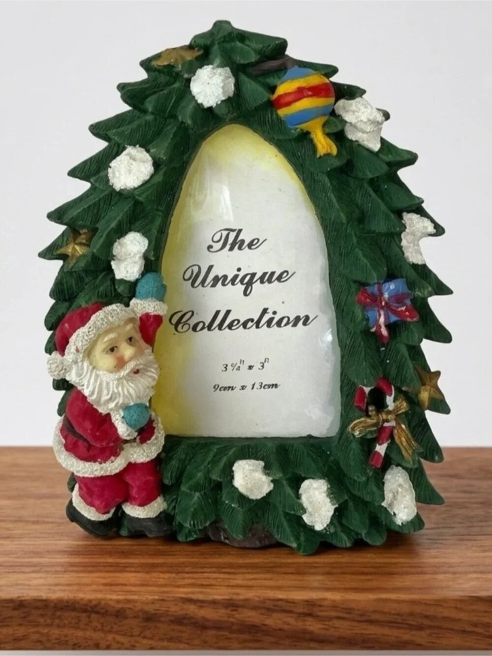 Christmas Tree Photo Frame with Santa  Holiday Table Decor 3 1/2”x 5” Photo